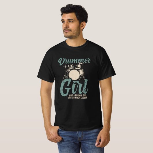 Drummermädchen| Schlagzeug T-Shirt (Vorne ganz)