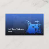 Drummer's Drum Kit Silhouette Blue Business Card Visitenkarte (Vorderseite)