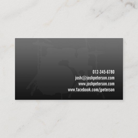 Drummer's Drum Kit Silhouette Green Business Card Visitenkarte (Rückseite)