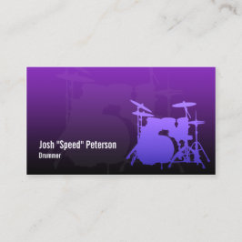 Drummer's Drum Kit Silhouette Violet Business Card Visitenkarte
