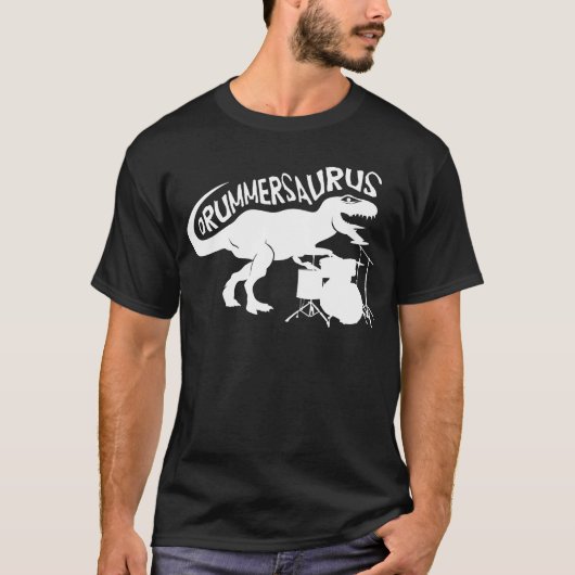 Drummersaurus Rex T-Shirt für Trommel und (Vorderseite)