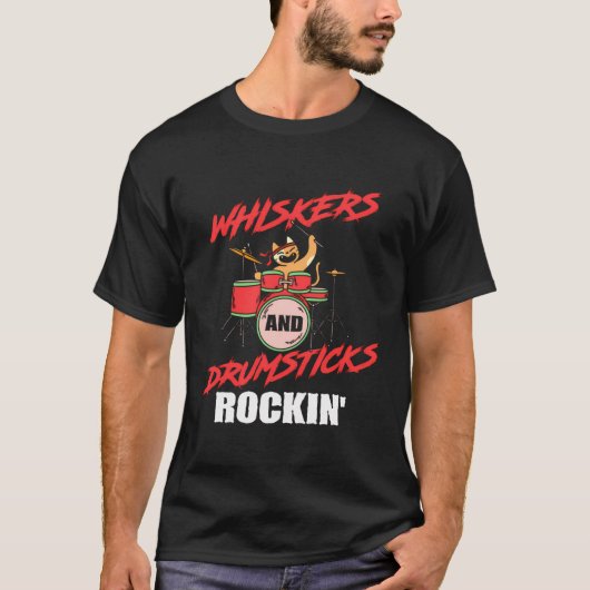 Drumming Drummer Cat Lover Schlagzeug Percussionis T-Shirt (Vorderseite)