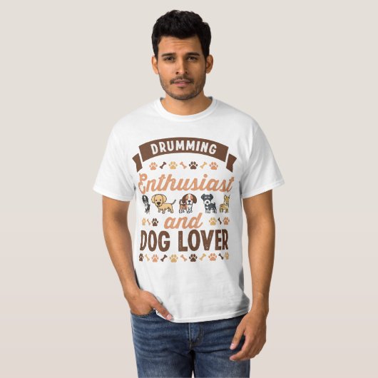 Drumming Enthusiasten und Hunde-Lover-Geschenk T-Shirt (Vorne ganz)