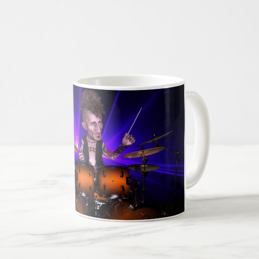 Drumming mit der Lasers-Tasse Kaffeetasse (VorderseiteRechts)