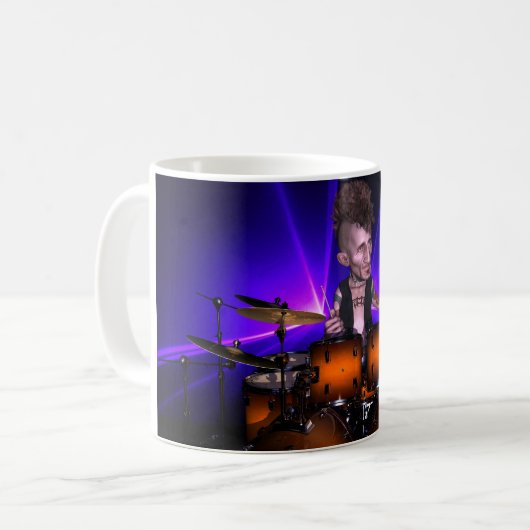 Drumming mit der Lasers-Tasse Kaffeetasse (Vorderseite Links)