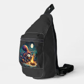 Drumming Octopus am Campfire Crossbody Bag (Rechte Ecke)