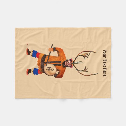 Drumming Shaman Fleecedecke (Vorderseite (Horizontal))