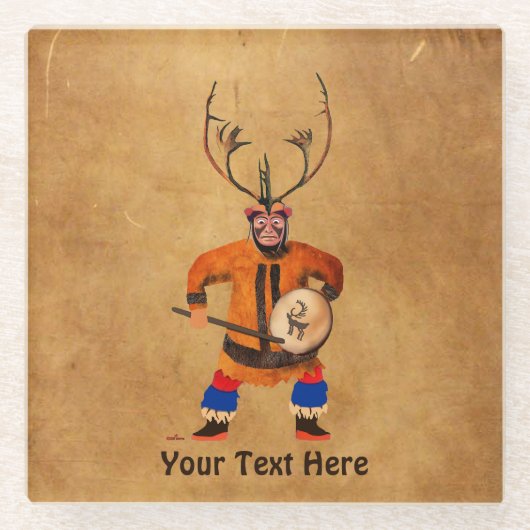 Drumming Shaman Glasuntersetzer (Vorderseite)