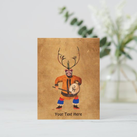 Drumming Shaman Postkarte (Stehend Vorderseite)