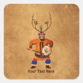 Drumming Shaman Quadratischer Aufkleber (Vorderseite)