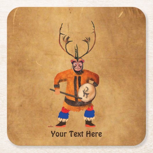 Drumming Shaman Rechteckiger Pappuntersetzer (Vorderseite)