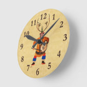 Drumming Shaman Runde Wanduhr (Winkel)