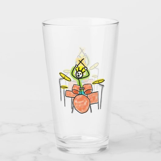 Drumming Stickman Glas (Vorderseite)