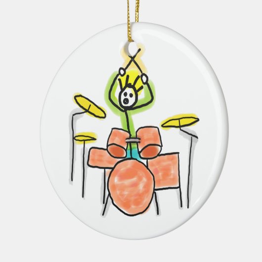 Drumming Stickman Keramik Ornament (Links)