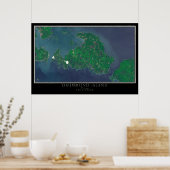 Drummond Island Michigan From Space Satellite Map Poster (Küche)