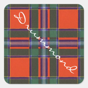 Drummond schottischer Clan Tartan - kariert Quadratischer Aufkleber