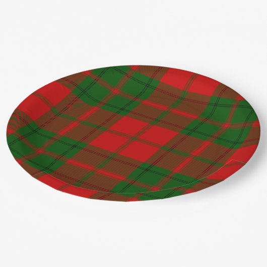 Drummond tartan rot kariert pappteller (Schrägansicht)
