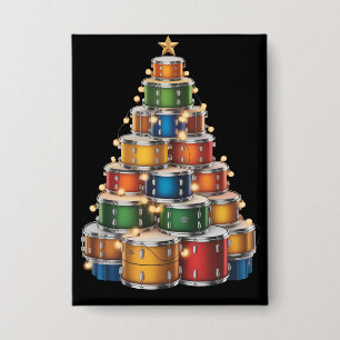 Drumms Xmas Christmas Tree Drummer Button