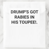Drumps Got Toupee Rabies Hankamer Artjunkhaus Spaß Rechteckiger Aufkleber (Tasche)