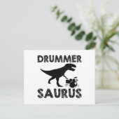 Drums Dinosaurier | Drummer Musician Geschenke Postkarte (Stehend Vorderseite)