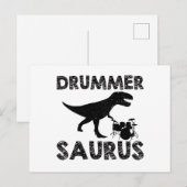 Drums Dinosaurier | Drummer Musician Geschenke Postkarte (Vorne/Hinten)