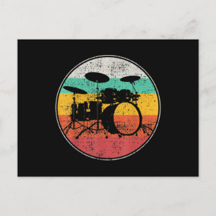 Drums Drummer Band Drumset Retro Vintag Feiertagspostkarte