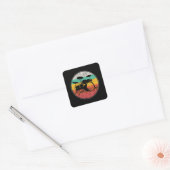 Drums Drummer Band Drumset Retro Vintage Quadratischer Aufkleber (Umschlag)