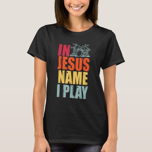Drums Drummer Drumming Percussion Jesus Christian T-Shirt (Vorderseite)