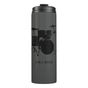 Drums Drummer Music Black Thermal Tumbler Thermosbecher