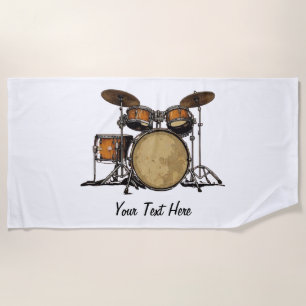 Drums Drummer Schwarz-weiß Custom Drummer's Music Strandtuch