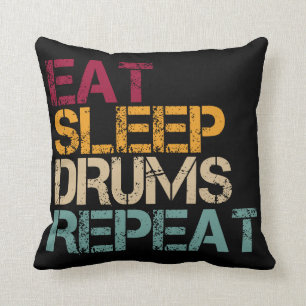 Drums Eat Sleep Repeat Retro funny for Drummer Kissen