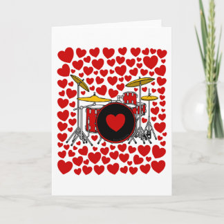 Drums Hearts Drummer Valentines Anniversary Card Feiertagskarte
