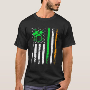 Drums Lover Irish American Flag St Patrick's Day T-Shirt