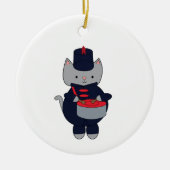 Drums Marching Band Cat Navy Blue Red Personalize Keramik Ornament (Vorne)