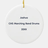 Drums Marching Band Cat Navy Blue Red Personalize Keramik Ornament (Hinten)