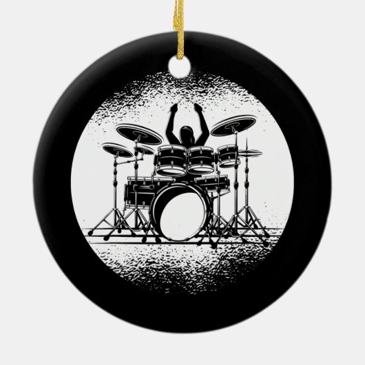 Drums Men Drum Kit Musikgeschenk Keramik Ornament (Hinten)
