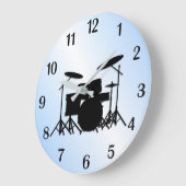 Drums Music Design Blau Große Wanduhr (Winkel)