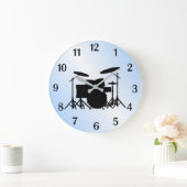 Drums Music Design Blau Große Wanduhr (Zuhause)