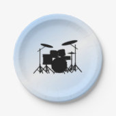 Drums Music Design Blau Pappteller (Vorderseite)