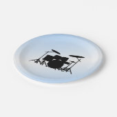 Drums Music Design Blau Pappteller (Schrägansicht)