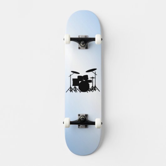 Drums Music Design Blau Skateboard (Vorderseite)