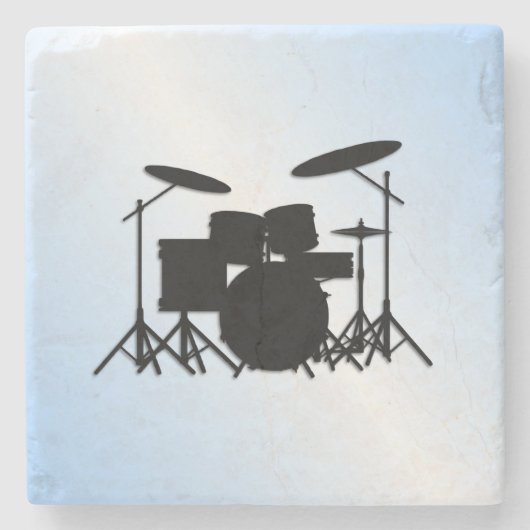 Drums Music Design Blau Steinuntersetzer (Vorderseite)