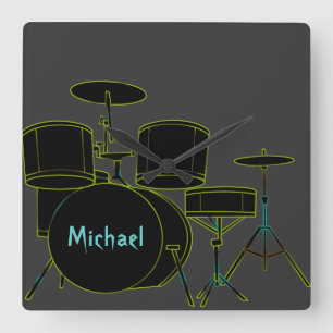 Drums Personalized Wall Clock Quadratische Wanduhr