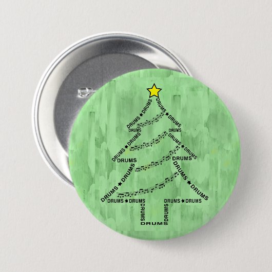 Drums Text Christmas Tree Button (Vorne & Hinten)