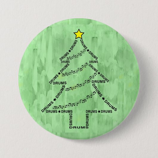 Drums Text Christmas Tree Button (Vorderseite)