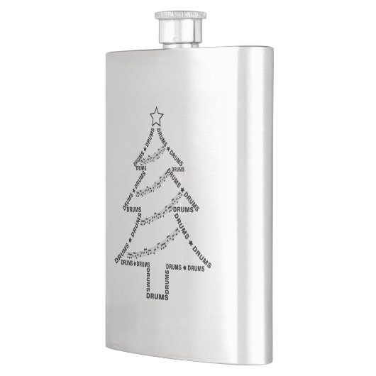 Drums Text Christmas Tree Flachmann (Links)