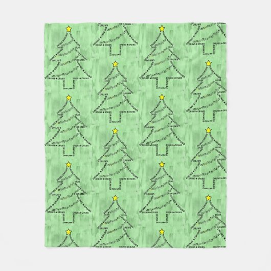 Drums Text Christmas Tree Fleecedecke (Vorderseite)