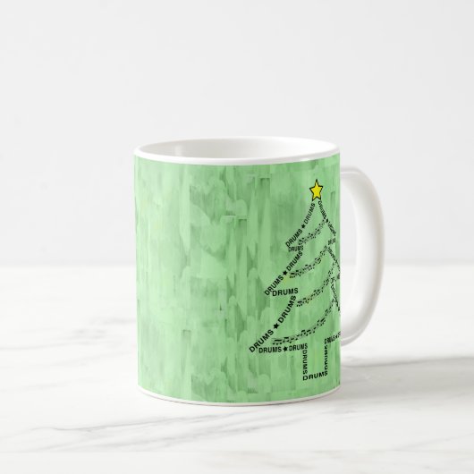 Drums Text Christmas Tree Kaffeetasse (VorderseiteRechts)