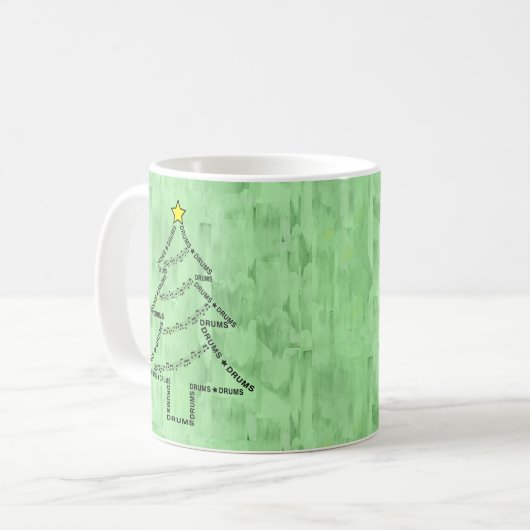 Drums Text Christmas Tree Kaffeetasse (Vorderseite Links)