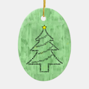 Drums Text Christmas Tree Keramik Ornament